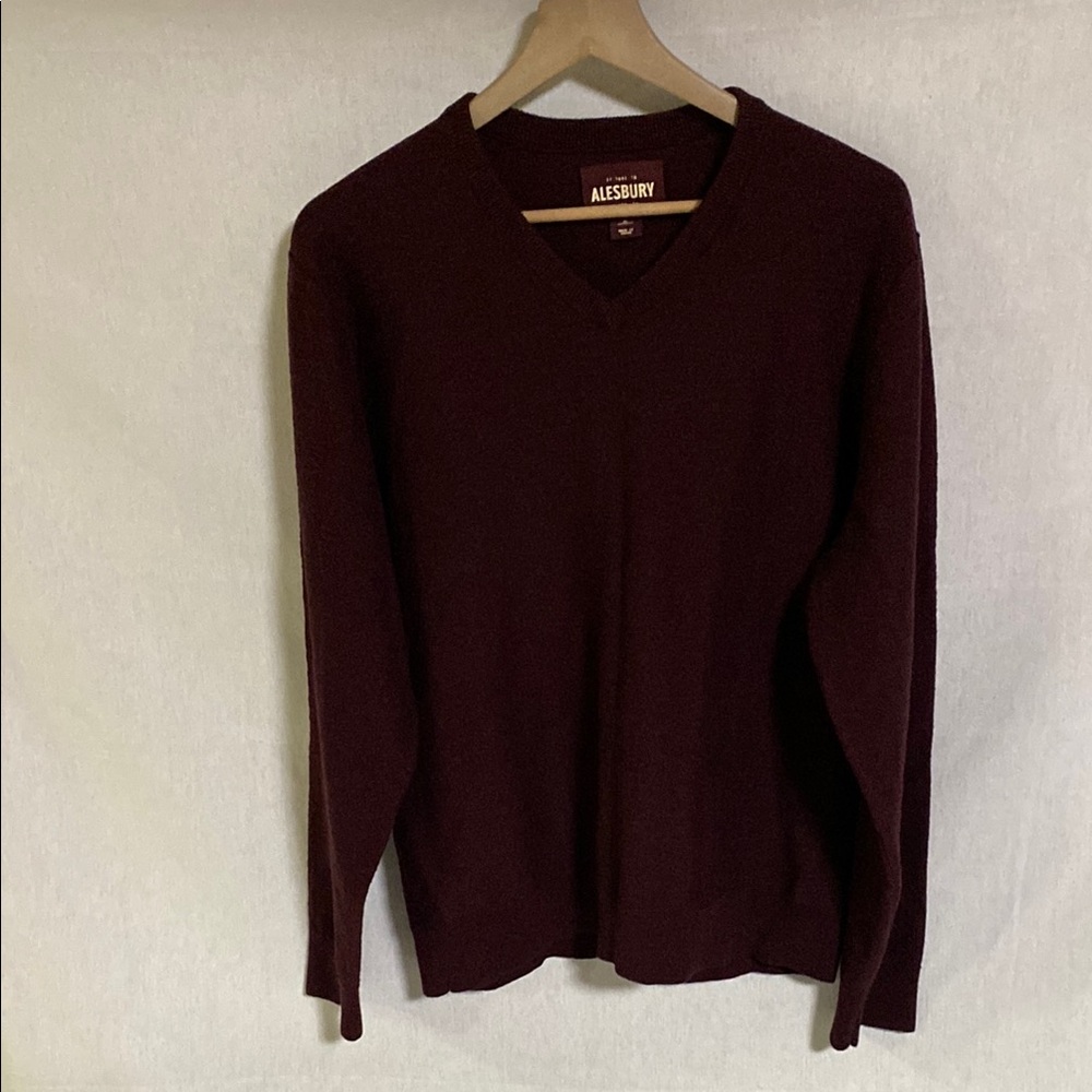 Alesbury Riverside Burgundy Heather V-Neck Sweater 100% Cotton Long SleeveDesign